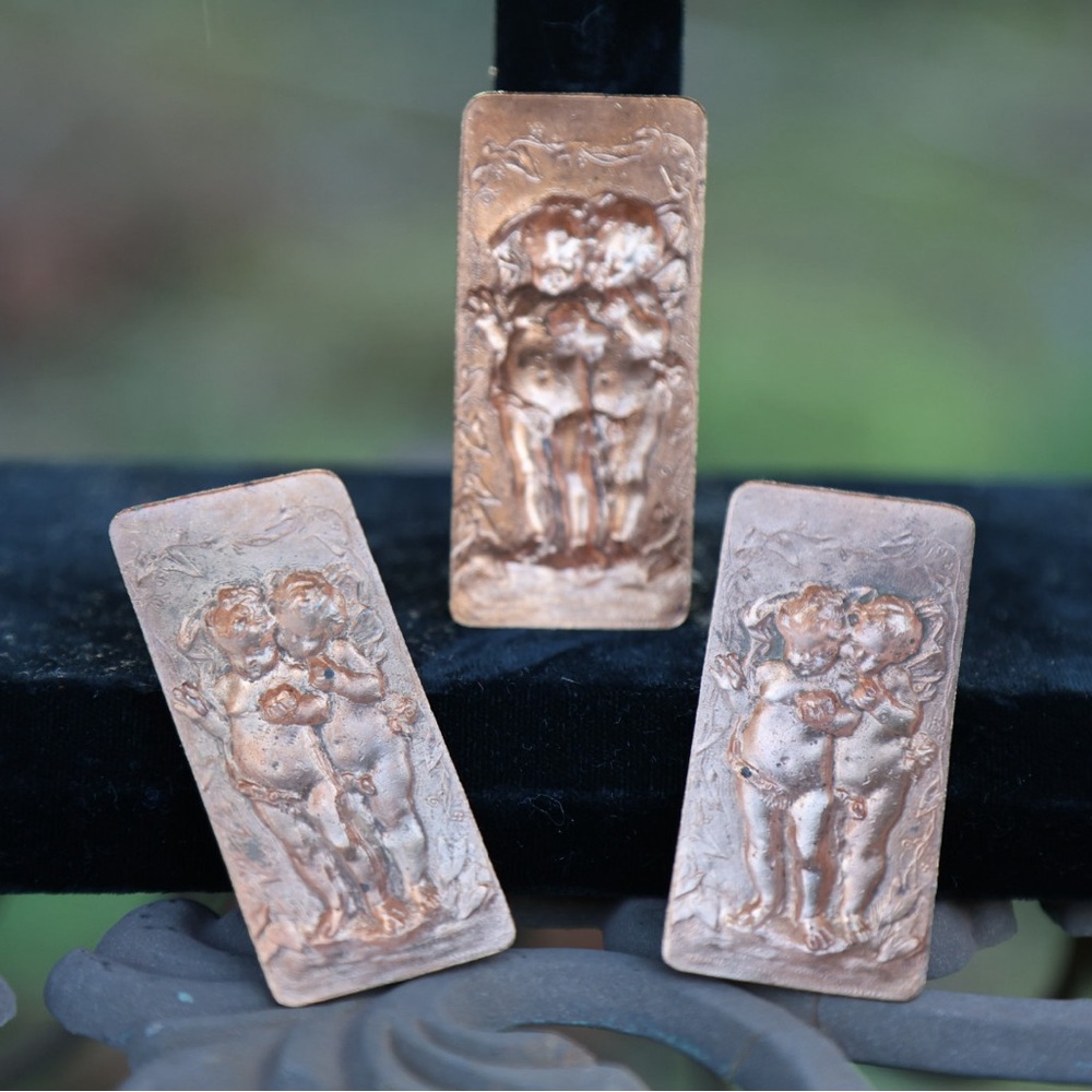 Vintage Bronze Jewelry Die Stamps – Cherub Motif (Set of 3)